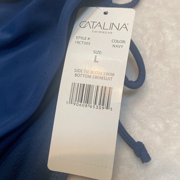 CATALINA NWT Size L Navy Side Tie Bikini Swim Suit Bottom - Picture 4 of 9